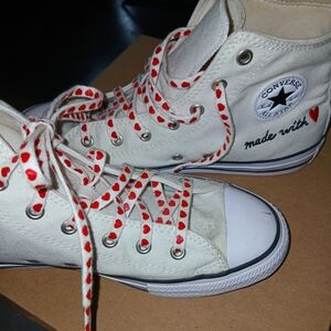 Converse Women's High-Top Sneakers - Cream with Red Accents